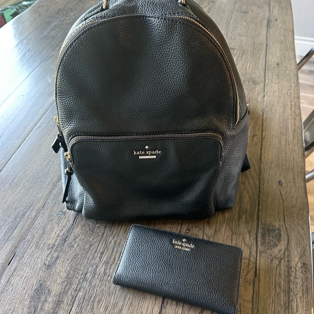 Kate Spade Black Backpack with Wallet